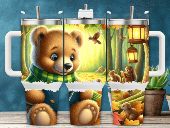 Download Woodland Baby Bear Forest 40oz Tumbler - Woodland baby bear Collection