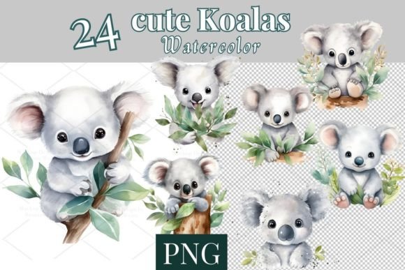 Download 24 Watercolor Cute Koala PNG 746 - Koala png Collection