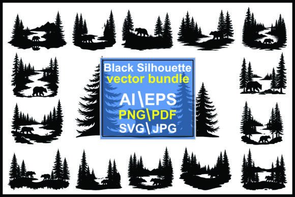 Download Bear Mountain Scene Silhouette - Premium Resources