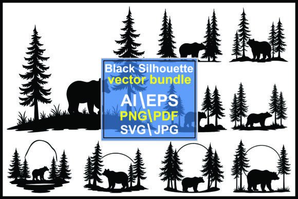 Download Silhouette Bear in Pine Forest Scenes - Premium Resources