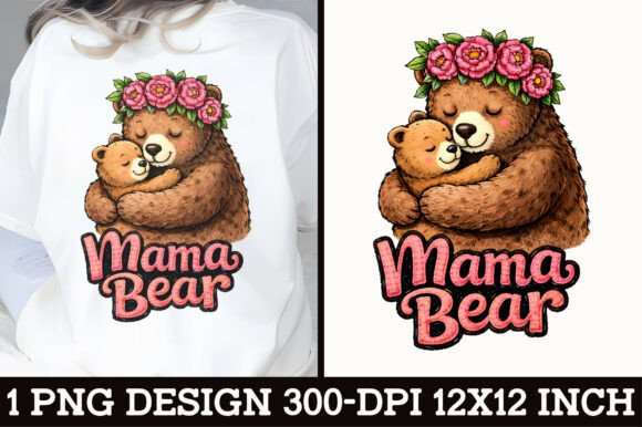 Download Cute Mama Bear Hugging Baby T-Shirt PNG - Premium Bundle