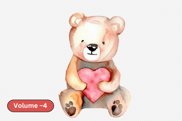 Download Watercolor Valentine Bear Clipart - Premium Bundle