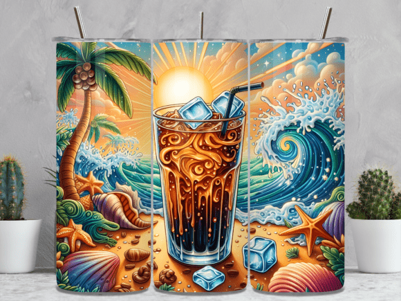 Download Tropical Beach Drink Tumbler Wrap Design - Beach drink Collection